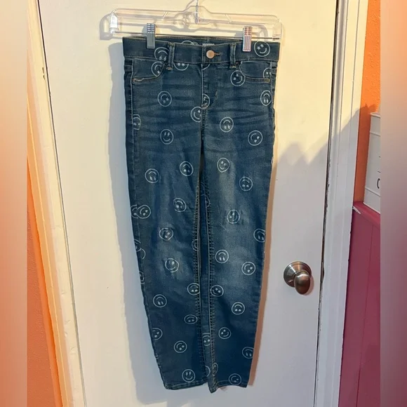 Kids Blue Jeans with Smiley Print - Picture 1 of 3